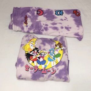 Sailor Moon Purple Tie Dye Sweats Set Hoodie L M